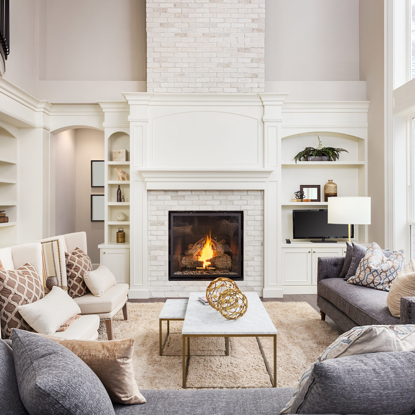 living room in newly constructed luxury home